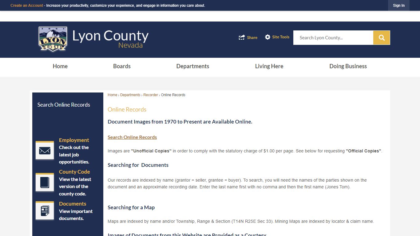 Online Records | Lyon County, NV - Official Website