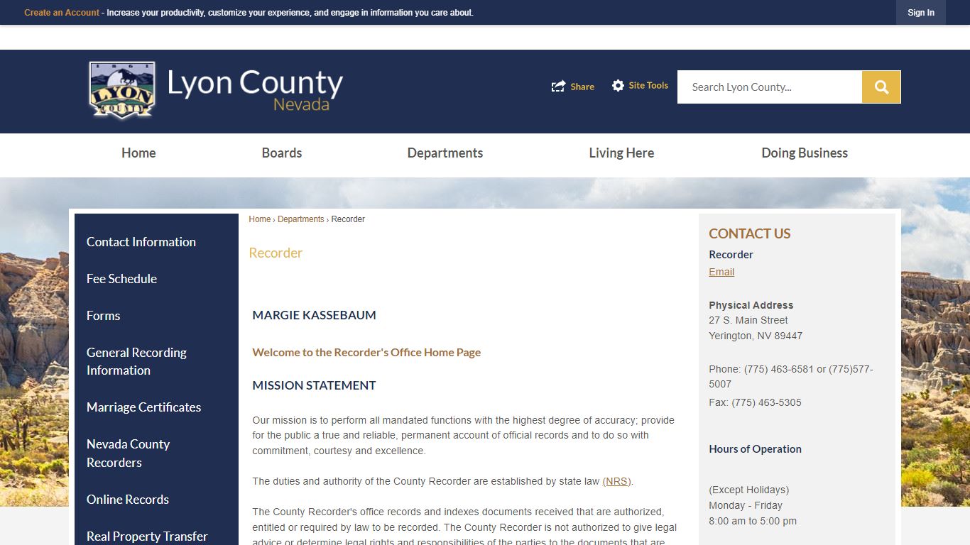 Recorder | Lyon County, NV - Official Website